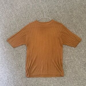 Ribbed Burnt Orange Short Sleeve Top